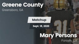 Matchup: Greene County vs. Mary Persons  2020