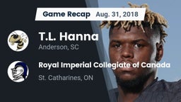 Recap: T.L. Hanna  vs. Royal Imperial Collegiate of Canada 2018