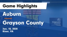 Auburn  vs Grayson County  Game Highlights - Jan. 10, 2020