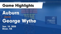 Auburn  vs George Wythe  Game Highlights - Jan. 14, 2020