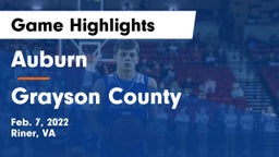 Auburn  vs Grayson County  Game Highlights - Feb. 7, 2022