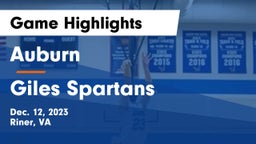 Auburn  vs Giles  Spartans Game Highlights - Dec. 12, 2023