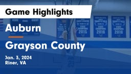 Auburn  vs Grayson County  Game Highlights - Jan. 3, 2024