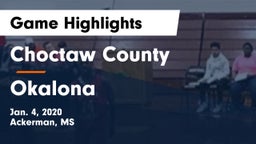Choctaw County  vs Okalona Game Highlights - Jan. 4, 2020