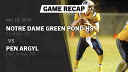 Recap: Notre Dame Green Pond HS vs. Pen Argyl  2016