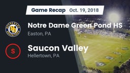 Recap: Notre Dame Green Pond HS vs. Saucon Valley  2018