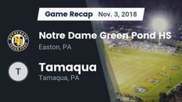 Recap: Notre Dame Green Pond HS vs. Tamaqua  2018