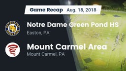 Recap: Notre Dame Green Pond HS vs. Mount Carmel Area  2018