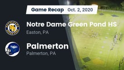 Recap: Notre Dame Green Pond HS vs. Palmerton  2020