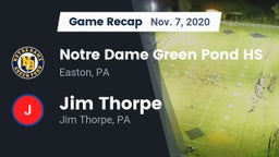 Recap: Notre Dame Green Pond HS vs. Jim Thorpe  2020