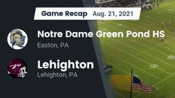 Recap: Notre Dame Green Pond HS vs. Lehighton  2021