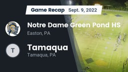 Recap: Notre Dame Green Pond HS vs. Tamaqua  2022