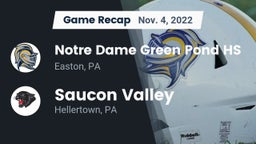 Recap: Notre Dame Green Pond HS vs. Saucon Valley  2022
