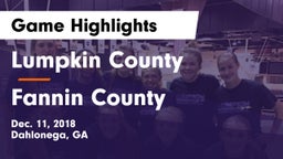 Lumpkin County  vs Fannin County Game Highlights - Dec. 11, 2018