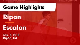 Ripon  vs Escalon  Game Highlights - Jan. 5, 2018