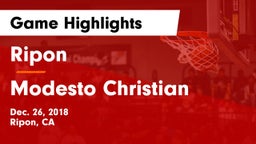 Ripon  vs Modesto Christian  Game Highlights - Dec. 26, 2018
