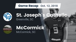 Recap: St. Joseph's Catholic  vs. McCormick  2018