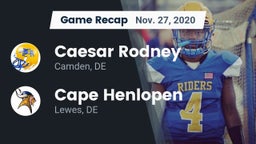 Recap: Caesar Rodney  vs. Cape Henlopen  2020