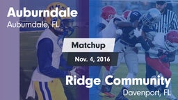 Matchup: Auburndale High vs. Ridge Community  2016