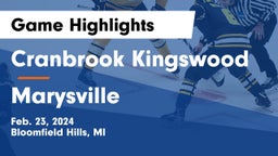 Cranbrook Kingswood  vs Marysville  Game Highlights - Feb. 23, 2024