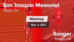 Matchup: San Joaquin Memorial vs. Sanger  2016