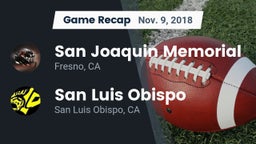 Recap: San Joaquin Memorial  vs. San Luis Obispo  2018