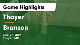 Thayer  vs Branson  Game Highlights - Jan. 27, 2022