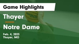 Thayer  vs Notre Dame  Game Highlights - Feb. 4, 2023