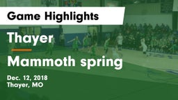 Thayer  vs Mammoth spring Game Highlights - Dec. 12, 2018