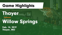 Thayer  vs Willow Springs  Game Highlights - Feb. 14, 2019