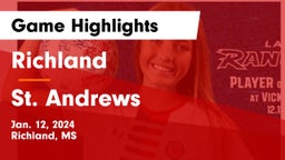 Richland  vs St. Andrews Game Highlights - Jan. 12, 2024