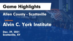 Allen County - Scottsville  vs Alvin C. York Institute Game Highlights - Dec. 29, 2021