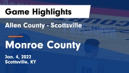 Allen County - Scottsville  vs Monroe County  Game Highlights - Jan. 4, 2022