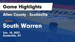 Allen County - Scottsville  vs South Warren  Game Highlights - Jan. 10, 2022