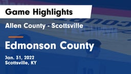 Allen County - Scottsville  vs Edmonson County   Game Highlights - Jan. 31, 2022