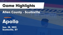 Allen County - Scottsville  vs Apollo  Game Highlights - Jan. 28, 2023