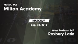 Matchup: Milton Academy High vs. Roxbury Latin  2016