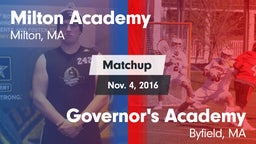 Matchup: Milton Academy High vs. Governor's Academy  2016