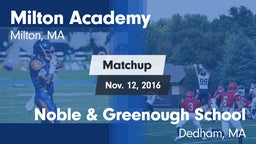 Matchup: Milton Academy High vs. Noble & Greenough School 2016