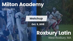 Matchup: Milton Academy High vs. Roxbury Latin  2018
