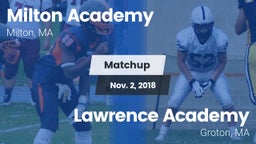 Matchup: Milton Academy High vs. Lawrence Academy  2018