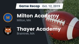 Recap: Milton Academy  vs. Thayer Academy  2019
