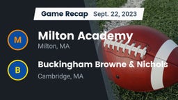 Recap: Milton Academy vs. Buckingham Browne & Nichols  2023