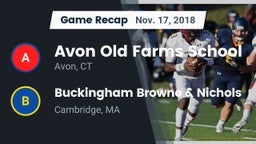 Recap: Avon Old Farms School vs. Buckingham Browne & Nichols  2018