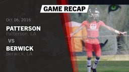 Recap: Patterson  vs. Berwick  2016