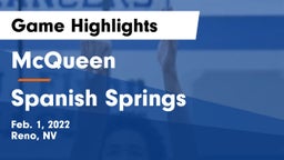 McQueen  vs Spanish Springs  Game Highlights - Feb. 1, 2022