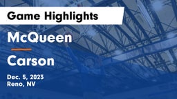 McQueen  vs Carson  Game Highlights - Dec. 5, 2023