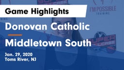 Donovan Catholic  vs Middletown South  Game Highlights - Jan. 29, 2020