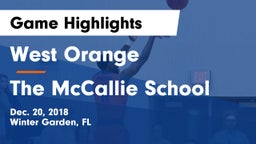 West Orange  vs The McCallie School Game Highlights - Dec. 20, 2018