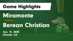 Miramonte  vs Berean Christian Game Highlights - Jan. 15, 2020
